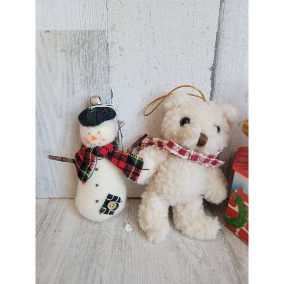 Variety plush Santa reindeer bear snowman ornament Xmas set - Picture 2 of 6